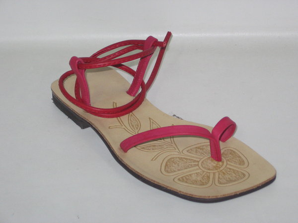 870034012 RED LEATHER SANDAL, INSOLE LEATHER, FLAT SHOES FOR WOMEN