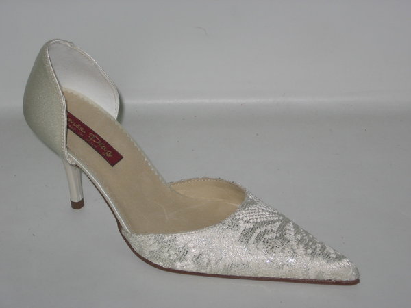88106900 PRINCE BONE WITH SILVER HEEL SHOES, LEATHER INSOLE, HEEL 7 CM