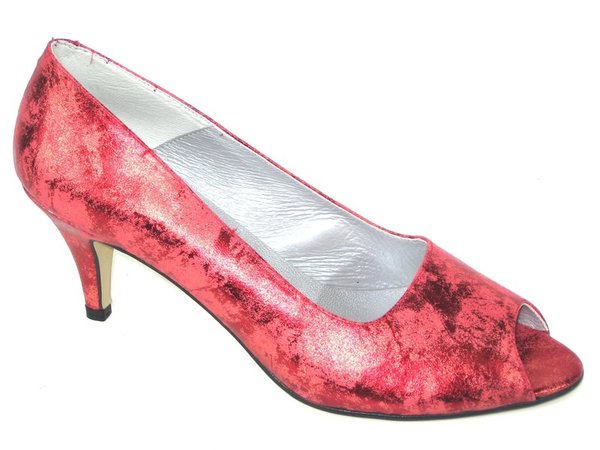92233012 RED PEEP TOE YUCA, LEATHER ON THE INSIDE, HEEL OF 7 CM (2.8 IN)