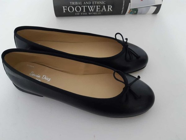 93150502 BLACK LEATHER BALLERINA, COMFORTABLE INSOLE LEATHER, FLAT SOLE