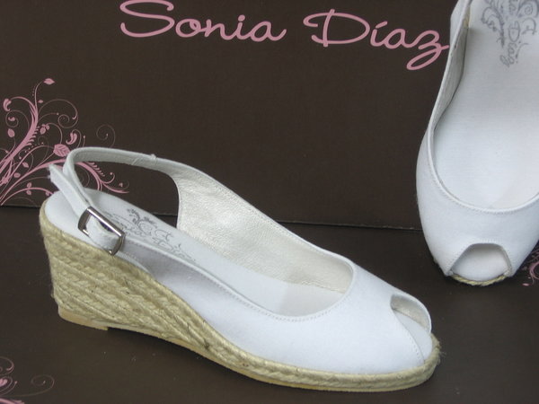 97087301 WHITE LEATHER SANDAL, INSOLE LEATHER, WEDGE BEIGE HEEL 6 CM