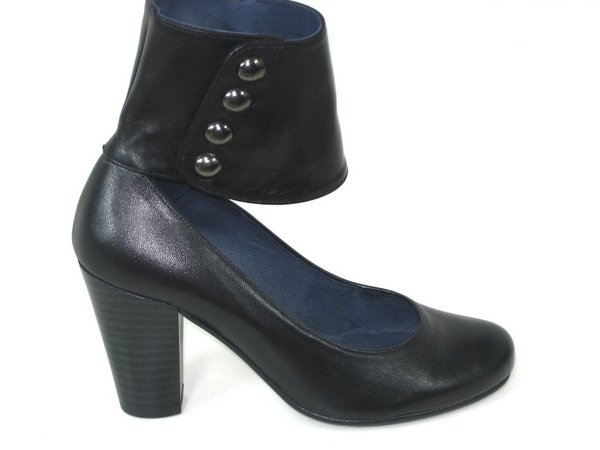 97251102 BLACK LEATHER HEEL SHOES, BUCKLED TO THE ANKLE, INSOLE LEATHER, HEEL 6 CM