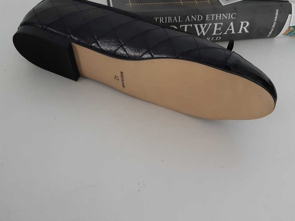 33100302   BLACK LEATHER BALLERINA. INSOLE LEATHER, FLAT SHOES SOLE 2 CM
