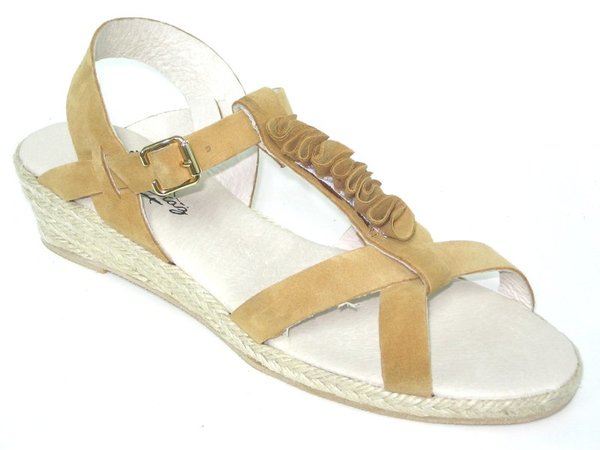 34171218 LIGHT BROWN LEATHER SANDAL, INSOLE LEATHER, WEDGE HEEL 4,50 CM