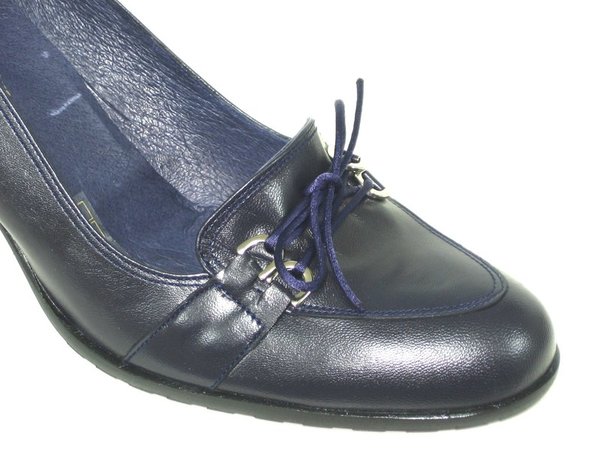 37536803 NAVY LEATHER SHOES , HEEL 7,50 CM