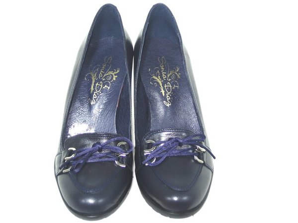 37536803 NAVY LEATHER SHOES , HEEL 7,50 CM