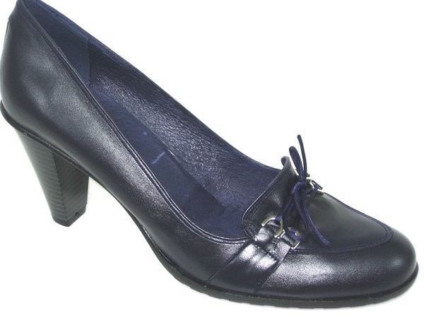 32536803 BLUE NAVY LEATHER HELL SHOES, INSOLE LEATHER, HIGH HEEL 8 CM