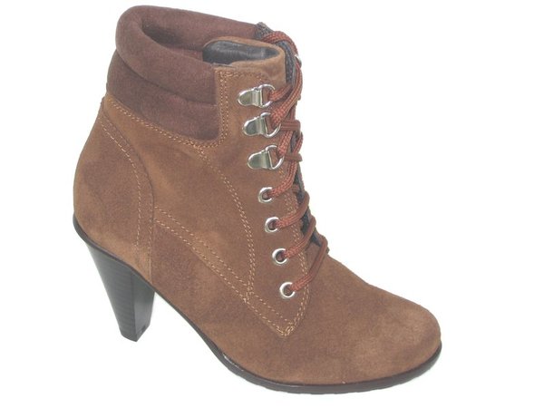 37252516 BROWN LEATHER ANKLE BOOTS, INSOLE LEATHER, HIGH HEEL 7 CM
