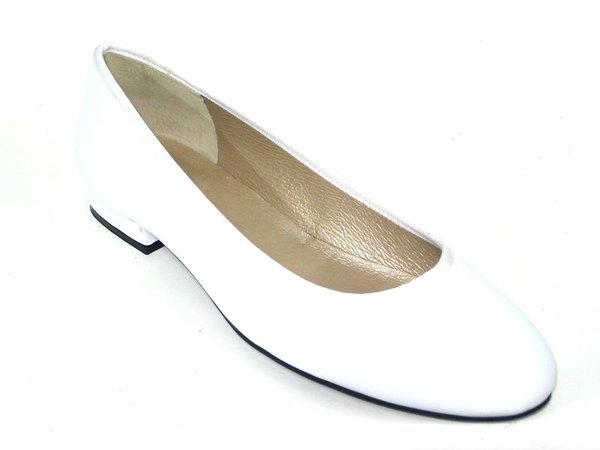 88050501 WHITE LEATHER BALLERINA, FLAT SHOES SOLE, INSOLE LEATHER, FLAT SOLE