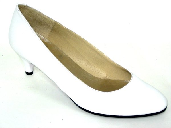 88050101 WHITE LEATHER HEEL SHOES, INSOLE LEATHER, HEEL 5 CM BRIDAL SHOES
