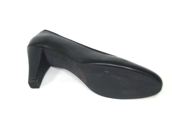 42079002 BLACK HIGH HEEL PLUMP LEATHER SHOES, INSOLE LEATHER, HEEL 8 CM