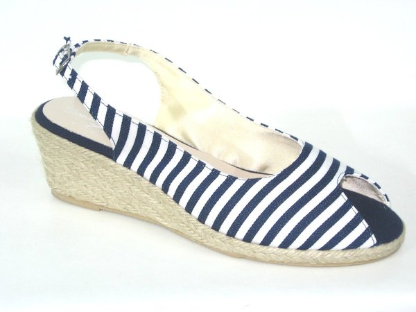 44175003 NAVY LEATHER WEDGE SANDAL, INSOLE LEATHER, WEDGE SOLE 6,50 CM