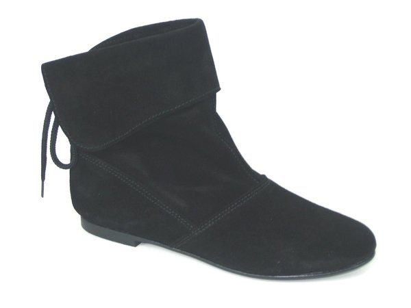 47257902 BLACK LEATHER FLAT ANKLE BOOTS