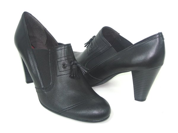 42258302 BLACK SHOES ANKLE BOOTS LEATHER, HIGH HEEL 8 CM