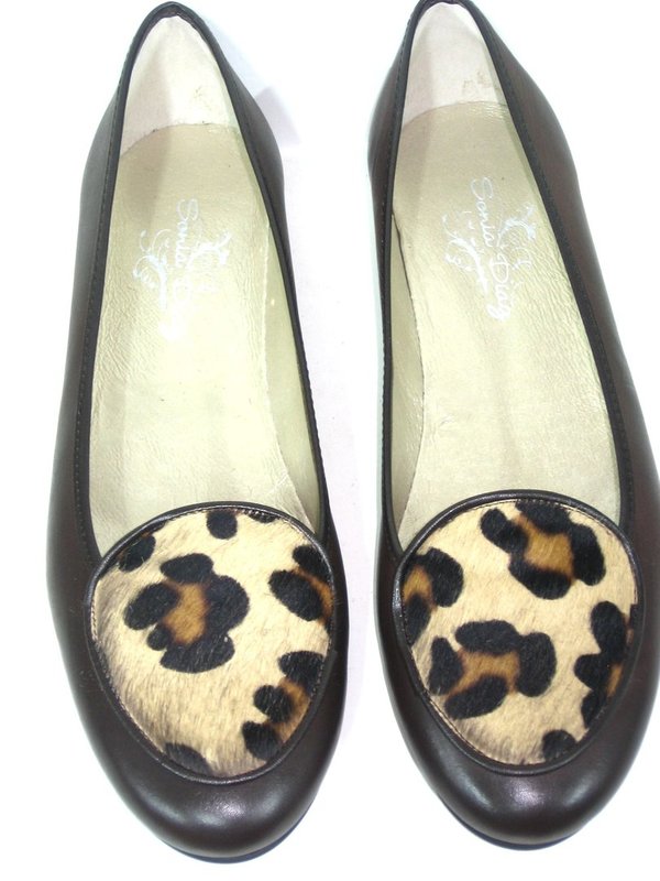 43101513 SLIPPER LEATHER BROWN & LEOPARD, INSOLE LEATHER