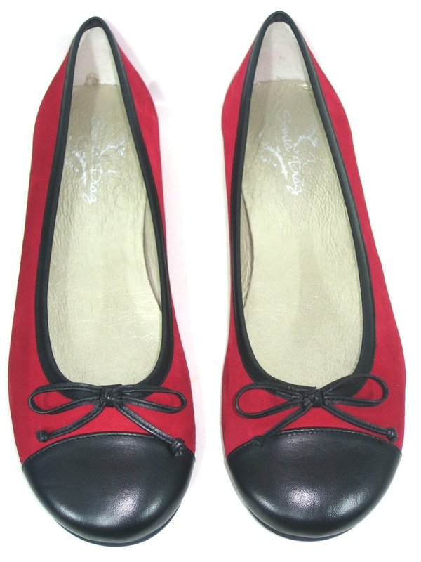 43100412 RED & BLACK BALLERINA LEATHER, INSOLE LEATHER, FLAT SHOES SOLE