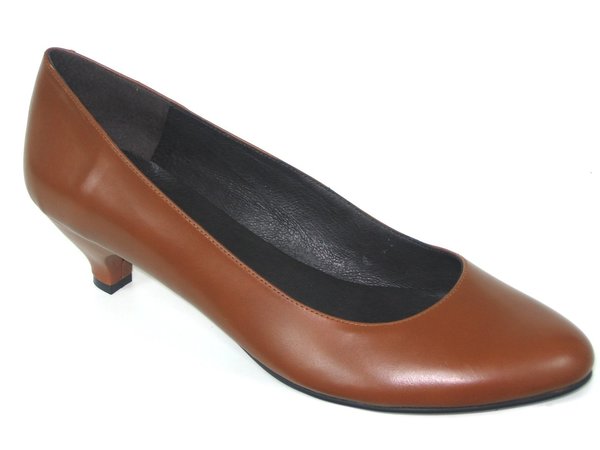 52520013 BROWN LEATHER PLUMP, INSOLE LEATHER, LOW HEEL  5,50 CM