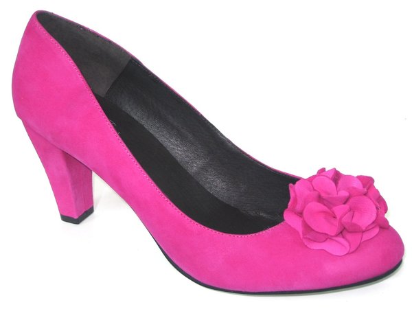 52520118 FUXIA LEATHER PLUMP, BIG ORNAMENT, INSOLE LEATHER, HIGHT HEEL 8,50 CM