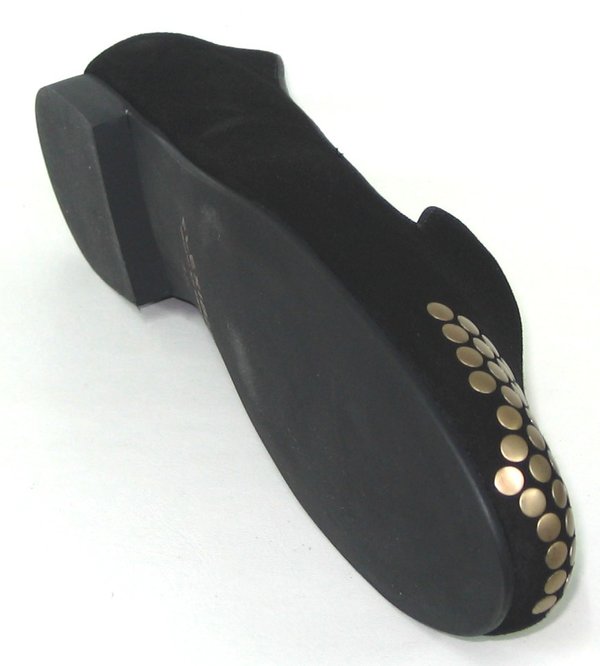 43400502 BLACK LEATHER SLIPPER, INSOLE LEATHER, FLAT SHOES SOLE 2 CM