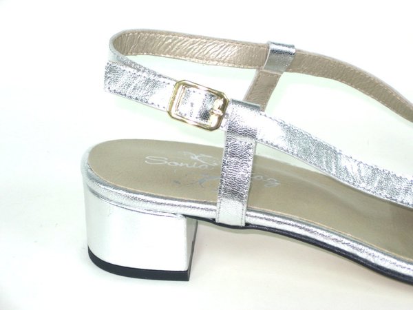 52520109 SILVER LEATHER SANDAL, INSOLE LEATHER, HEEL 4 CM