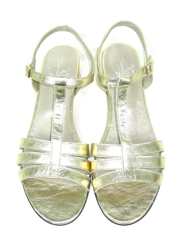 52525111 GOLD LEATHER SANDAL, INSOLE LEATHER, SHORT HEEL 4 CM