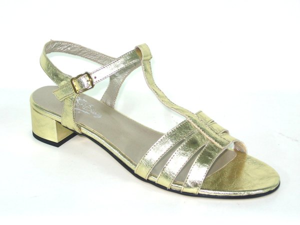 52525111 GOLD LEATHER SANDAL, INSOLE LEATHER, SHORT HEEL 4 CM