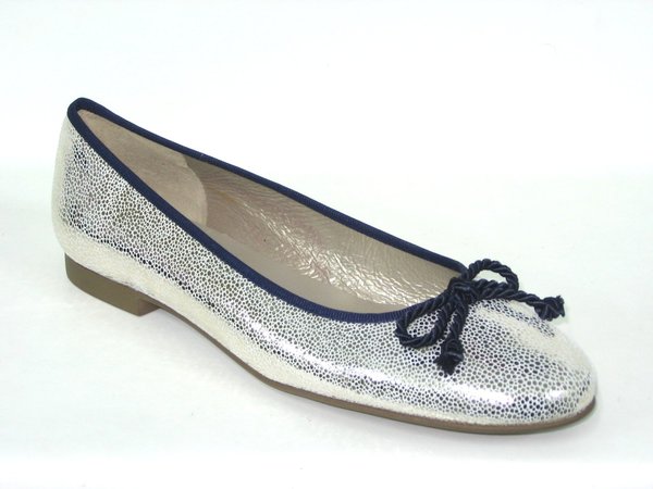 53570000 SILVER LEATHER BALLERINA, INSOLE LEATHER, FLAT SHOES SOLE