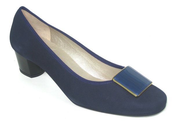 52030103 NAVY LEATHER HEEL SHOES PLUMP, INSOLE LEATHER, LOW HEEL 5 CM