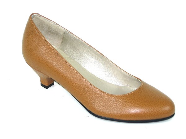 57520016 LIGHT BROWN LEATHER PUMP, INSOLE LEATHER, HEEL SHOES 5 CM