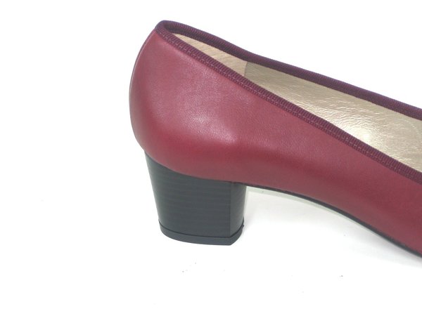52030112 BURGUNDY LEATHER CLASSIC COURT SHOE, HEEL SHOES, INSOLE LEATHER, HEEL 5 CM