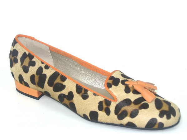 53570813 LEOPARD LEATHER SLIPPER, INSOLE LEATHER, FLAT SHOES SIZE 2 CM