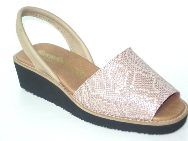 67025216 BEIGE LEATHER SNAKE SANDAL, INSOLE LEATHER, WEDGE HEEL 5 CM