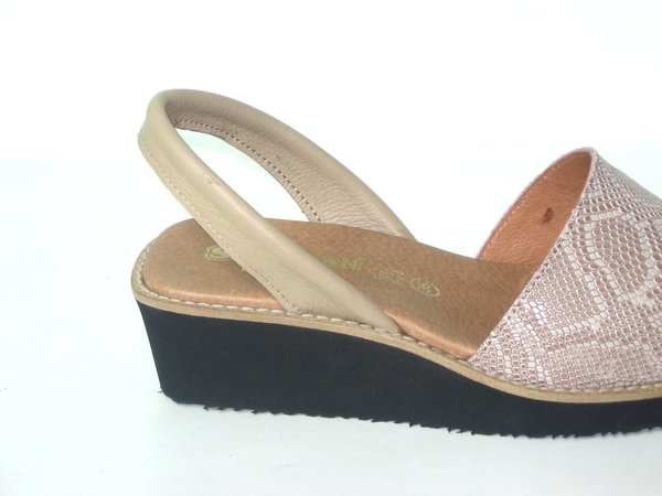 67025216 BEIGE LEATHER SNAKE SANDAL, INSOLE LEATHER, WEDGE HEEL 5 CM