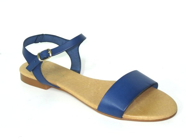 63011303 NAVY LEATHER SANDAL, INSOLE LEATHER, FLAT SHOES SOLE