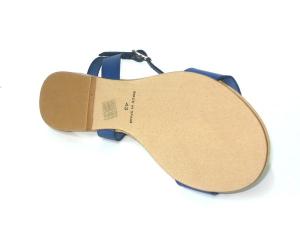 63011303 NAVY LEATHER SANDAL, INSOLE LEATHER, FLAT SHOES SOLE