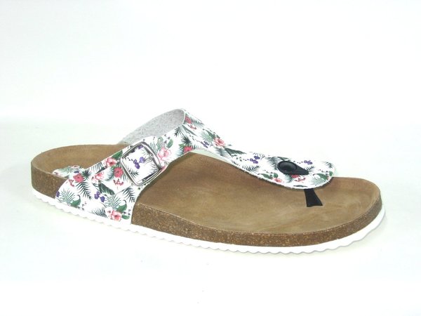64000800 FLAT WHITE & FLOWER´S ANATOMIC SANDAL´S LEATHER. TRACK WHITE SOLE
