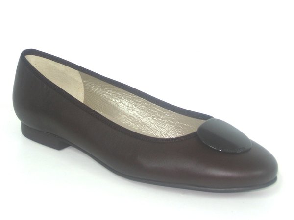 63570616 BROWN LEATHER FLAT SHOES, ORNAMENT BROWN, INSOLE LEATHER, FLAT SHOES SOLE