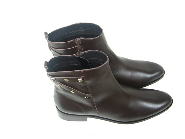 64505313 BROWN LEATHER ANKLE BOOTS, INSOLE LEATHER, HEEL 3 CM