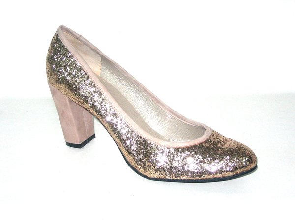 22000711 GOLD GLITTER PUMP, LINED HEEL HEIGHT 8 CM (3.1 IN)