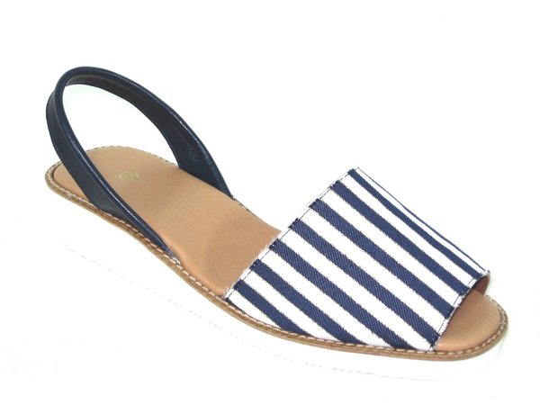 64825200 NAVY & WHITE STRIPE WEDGE SANDAL, INSOLE LEATHER, WEDGE 5 CM