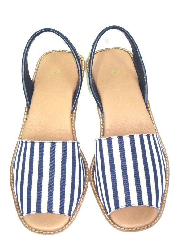 64825200 NAVY & WHITE STRIPE WEDGE SANDAL, INSOLE LEATHER, WEDGE 5 CM