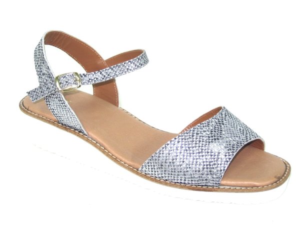 64026009 SILVER LEATHER SANDAL, INSOLE LEATHER, WEDGE 5 CM