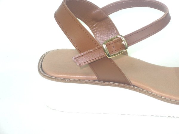 64026013 BROWN LEATHER SANDAL, INSOLE LEATHER, WEDGE 5 CM