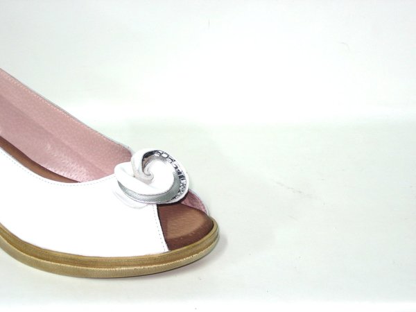 74316801 WHITE LEATHER SANDAL, INSOLE LEATHER, LOW HEEL 5 CM