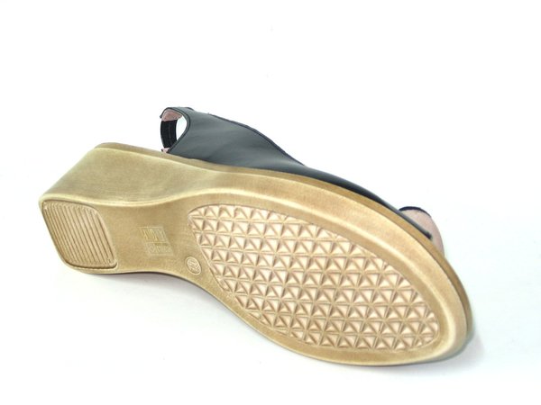 74316802 BLACK LEATHER SANDAL, INSOLE LEATHER, LOW HEEL 5 CM
