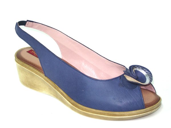 74316803 BLUE / NAVY LEATHER SANDAL, INSOLE LEATHER, LOW HEEL 5 CM