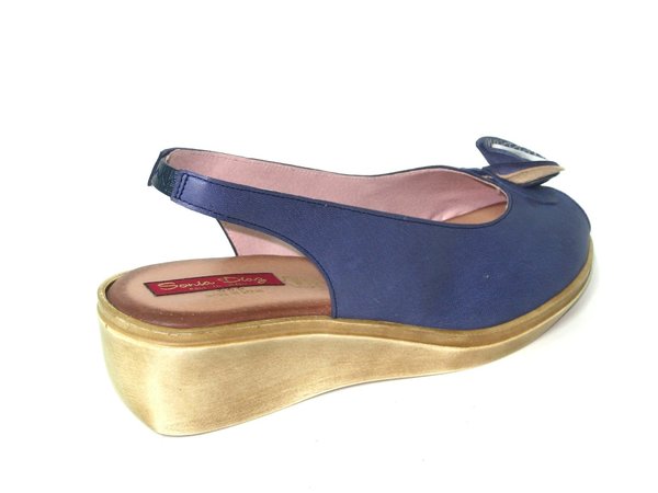 74316803 BLUE / NAVY LEATHER SANDAL, INSOLE LEATHER, LOW HEEL 5 CM
