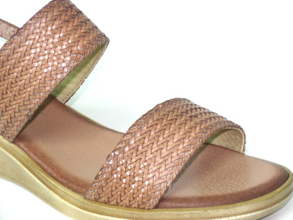 74086913 BROWN LEATHER SANDAL, INSOLE LEATHER, LOW HEEL 5 CM