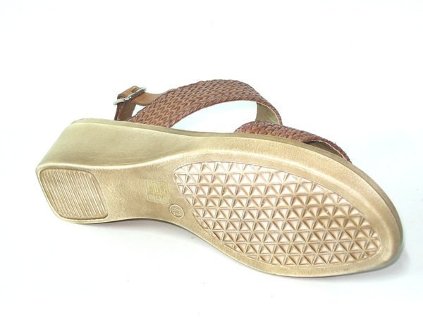 74086913 BROWN LEATHER SANDAL, INSOLE LEATHER, LOW HEEL 5 CM