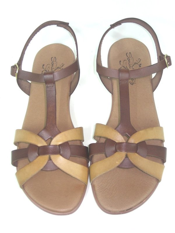 73201213 BROWN LEATHER SANDAL, CONFORTABLE INSOLE LEATHER, FLAT SHOES SOLE